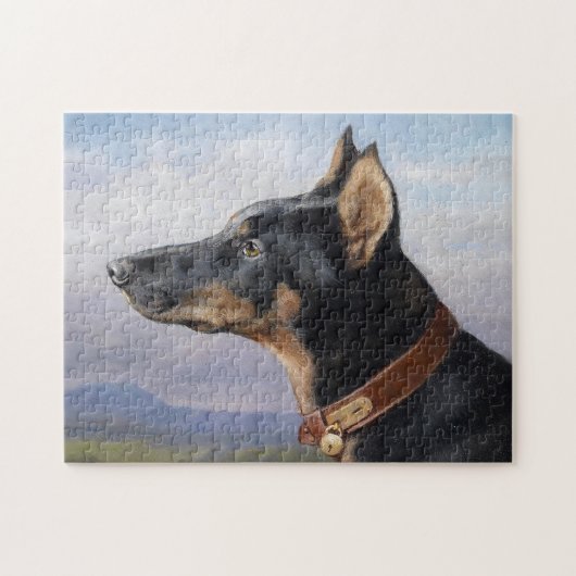Portrait eines Doberman | Carl Reichert Puzzle (Horizontal)