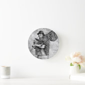 Portrait eines Fischers, der seine Netze trägt (b/ Runde Wanduhr (Zuhause)