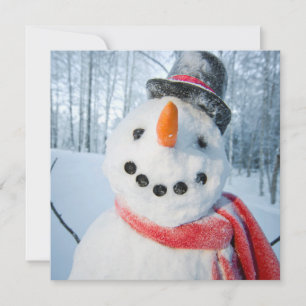 Portrait eines glücklichen Schneemans Feiertagskarte