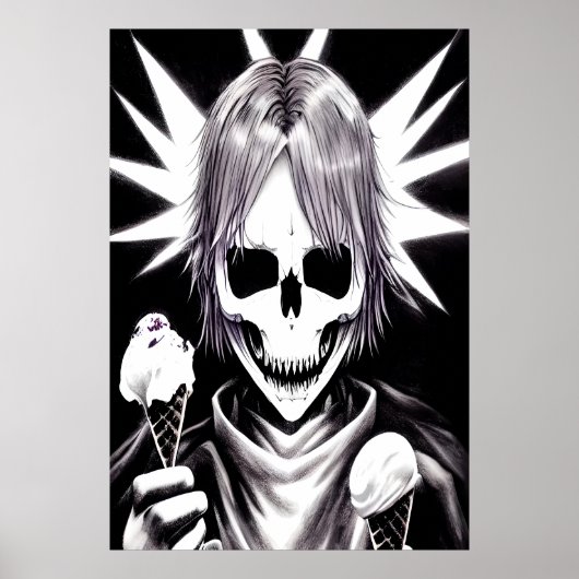 Portrait eines glücklichen Skeletts | AI Art Poste Poster (Vorne)