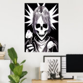 Portrait eines glücklichen Skeletts | AI Art Poste Poster (Heimbüro)