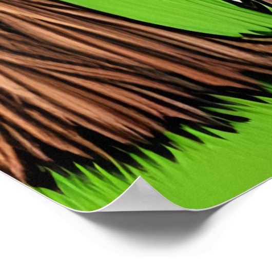 Portrait eines grünen Fantasiebests mit einem Auge Poster (Ecke)