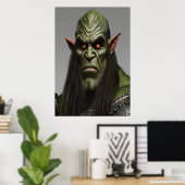 Portrait eines grünen Orks | AI Art Poster (Heimbüro)