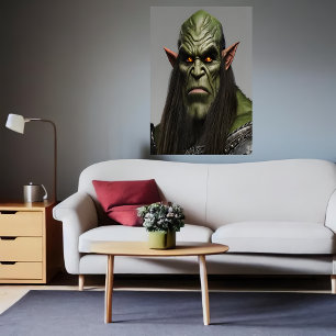 Portrait eines grünen Orks   AI Art Poster