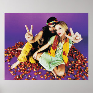 Portrait eines Hippie Couple-Sitting in einem Beck Poster
