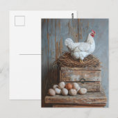 Portrait eines Hühners mit Eiern Postkarte (Vorne/Hinten)