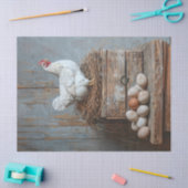 Portrait eines Hühners mit Eiern Seidenpapier (Basteln)