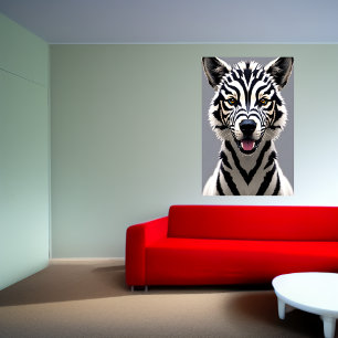 Portrait eines Hundes mit Zebrastreifen   Art der  Poster