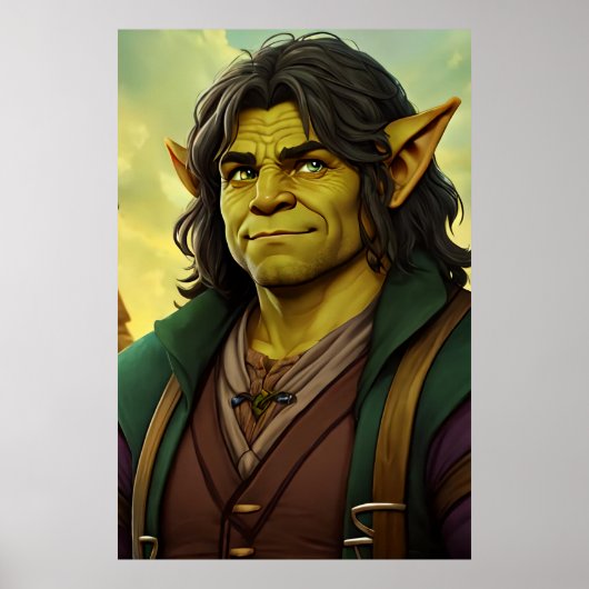 Portrait eines Hybrid-Orcs mit Halfling | Art der Poster (Vorne)