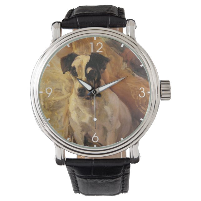 Portrait eines Jacks Russell Dog (Tierart) Armbanduhr (Vorderseite)