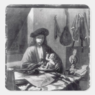 Portrait eines jungen Künstlers Quadratischer Aufkleber