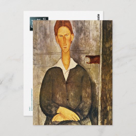 Portrait eines jungen Mannes - Amedeo Modigliani Postkarte (Vorne/Hinten)