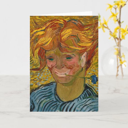 Portrait eines jungen Mannes mit Cornflower, Van G Karte (Gelbe Blume)