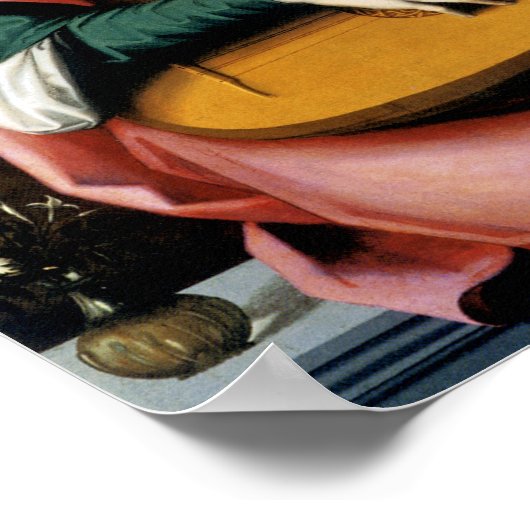 Portrait eines jungen Mannes mit einer Lute Poster (Ecke)