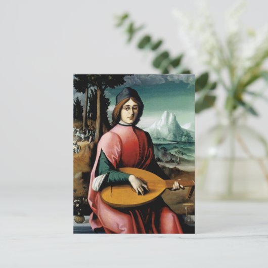 Portrait eines jungen Mannes mit einer Lute Postkarte (Stehend Vorderseite)