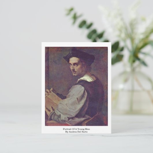 Portrait eines jungen Mannes von Andrea del Sarto Postkarte (Stehend Vorderseite)