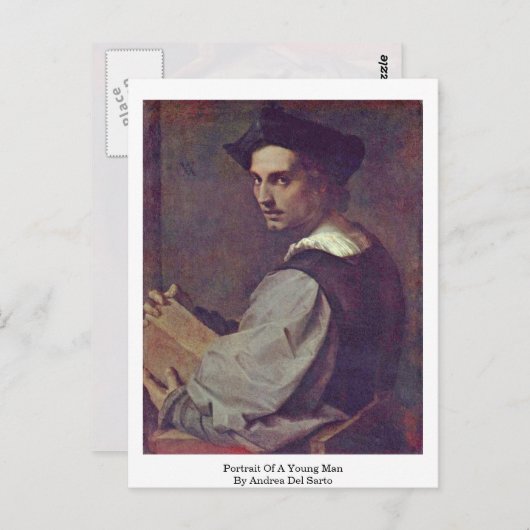 Portrait eines jungen Mannes von Andrea del Sarto Postkarte (Vorne/Hinten)