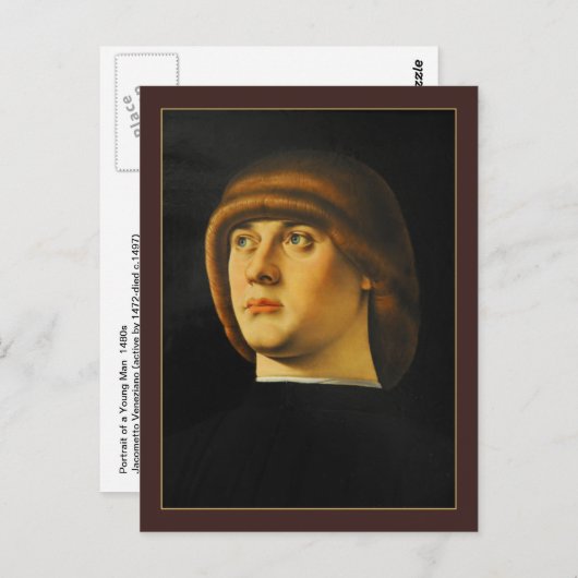 Portrait eines jungen Mannes von Jacometto Venezia Postkarte (Vorne/Hinten)