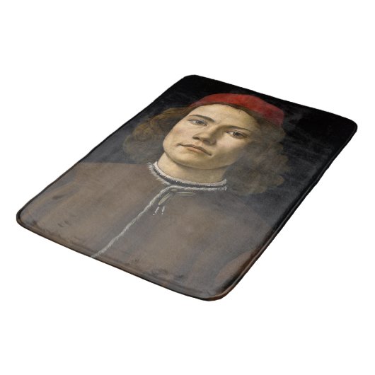 Portrait eines jungen Mannes (von Sandro Botticell Badematte (Schrägansicht)