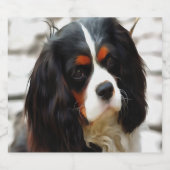 Portrait eines Königs Charles Cavalier Spaniel Bierflaschenetikett (Einzelnes Label)