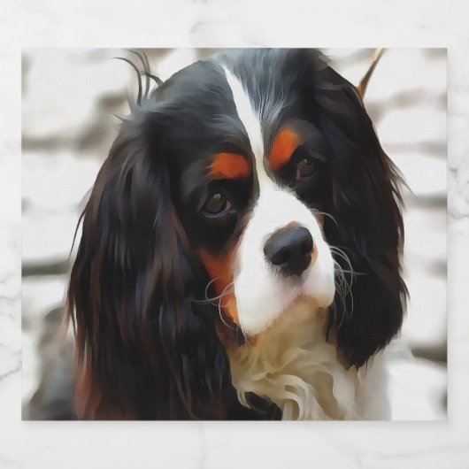 Portrait eines Königs Charles Cavalier Spaniel Bierflaschenetikett (Einzelnes Label)