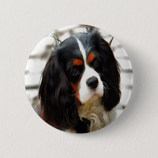 Portrait eines Königs Charles Cavalier Spaniel Button (Vorderseite)