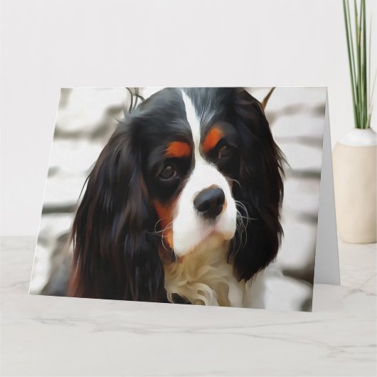 Portrait eines Königs Charles Cavalier Spaniel Dankeskarte (Vorderseite)