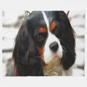 Portrait eines Königs Charles Cavalier Spaniel Fleecedecke (Vorderseite (Horizontal))