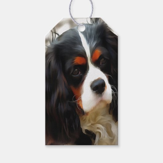 Portrait eines Königs Charles Cavalier Spaniel Geschenkanhänger (Vorderseite)