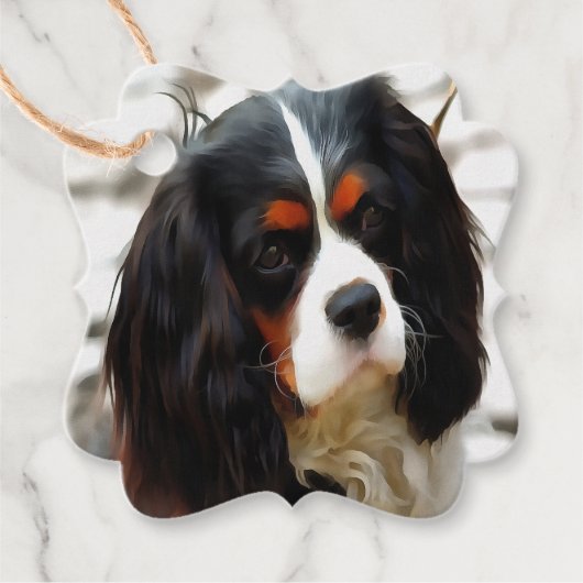 Portrait eines Königs Charles Cavalier Spaniel Geschenkanhänger (Vorderseite)