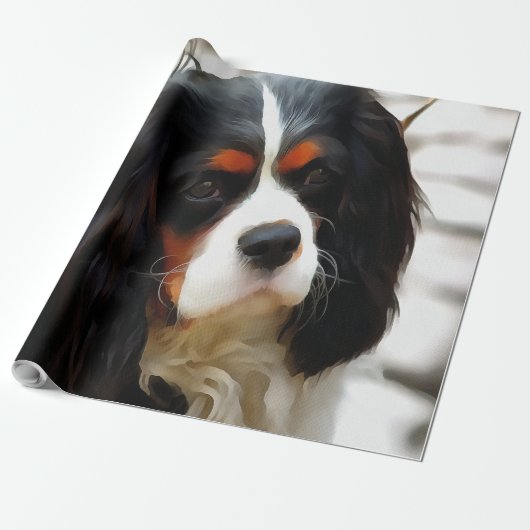 Portrait eines Königs Charles Cavalier Spaniel Geschenkpapier (Ungerollt)