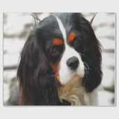 Portrait eines Königs Charles Cavalier Spaniel Geschenkpapier (Flach)