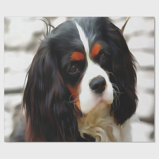 Portrait eines Königs Charles Cavalier Spaniel Geschenkpapier (Flach)