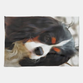 Portrait eines Königs Charles Cavalier Spaniel Geschirrtuch (Horizontal)