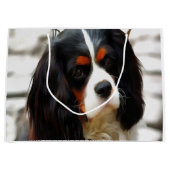 Portrait eines Königs Charles Cavalier Spaniel Große Geschenktüte (Vorderseite)