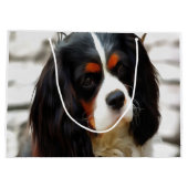 Portrait eines Königs Charles Cavalier Spaniel Große Geschenktüte (Rückseite)