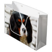 Portrait eines Königs Charles Cavalier Spaniel Große Geschenktüte (Vorderseite Schrägansicht)