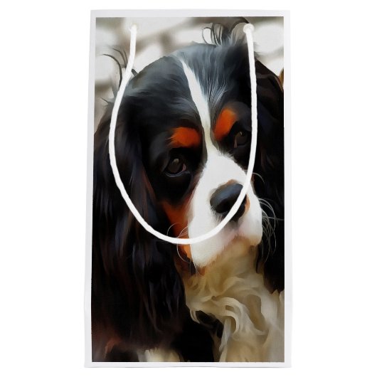 Portrait eines Königs Charles Cavalier Spaniel Kleine Geschenktüte (Vorderseite)