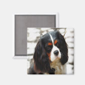 Portrait eines Königs Charles Cavalier Spaniel Magnet (Vorderseite/Rückseite)