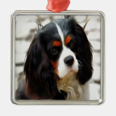 Portrait eines Königs Charles Cavalier Spaniel Ornament Aus Metall (Vorne)