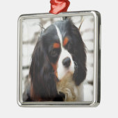 Portrait eines Königs Charles Cavalier Spaniel Ornament Aus Metall (Links)