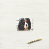 Portrait eines Königs Charles Cavalier Spaniel Post-it Klebezettel (Auf Schreibtisch)