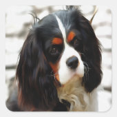 Portrait eines Königs Charles Cavalier Spaniel Quadratischer Aufkleber (Vorderseite)