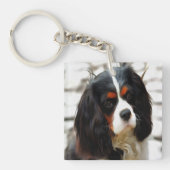Portrait eines Königs Charles Cavalier Spaniel Schlüsselanhänger (Vorderseite)