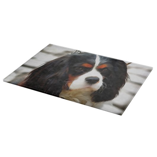 Portrait eines Königs Charles Cavalier Spaniel Schneidebrett (Ecke)