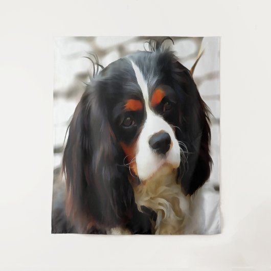 Portrait eines Königs Charles Cavalier Spaniel Wandteppich (Vorderseite)