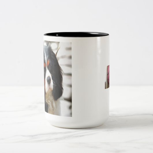 Portrait eines Königs Charles Cavalier Spaniel Zweifarbige Tasse (Mittel)