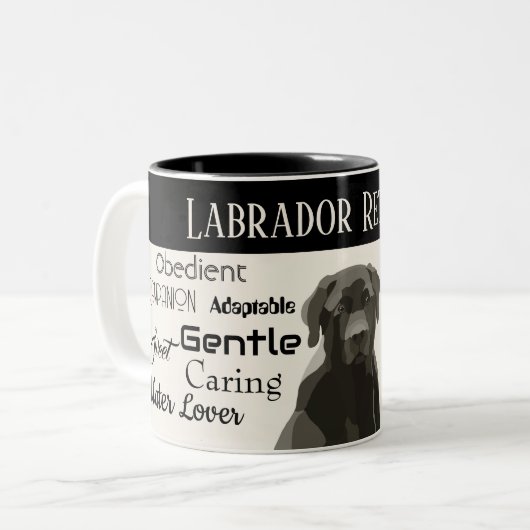 Portrait eines Labrador Retriever mit seinen Eigen Zweifarbige Tasse (Vorderseite Links)