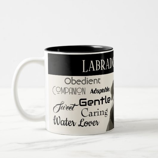 Portrait eines Labrador Retriever mit seinen Eigen Zweifarbige Tasse (Links)