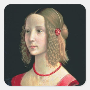 Portrait eines Mädchens, c.1490 Quadratischer Aufkleber